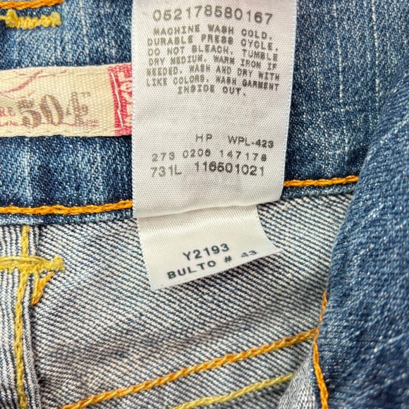 Vintage 00s Levi's 504 Slouch Flare Jeans Sz 5 Y2K Low Rise Stretch Embellished - Picture 3 of 14